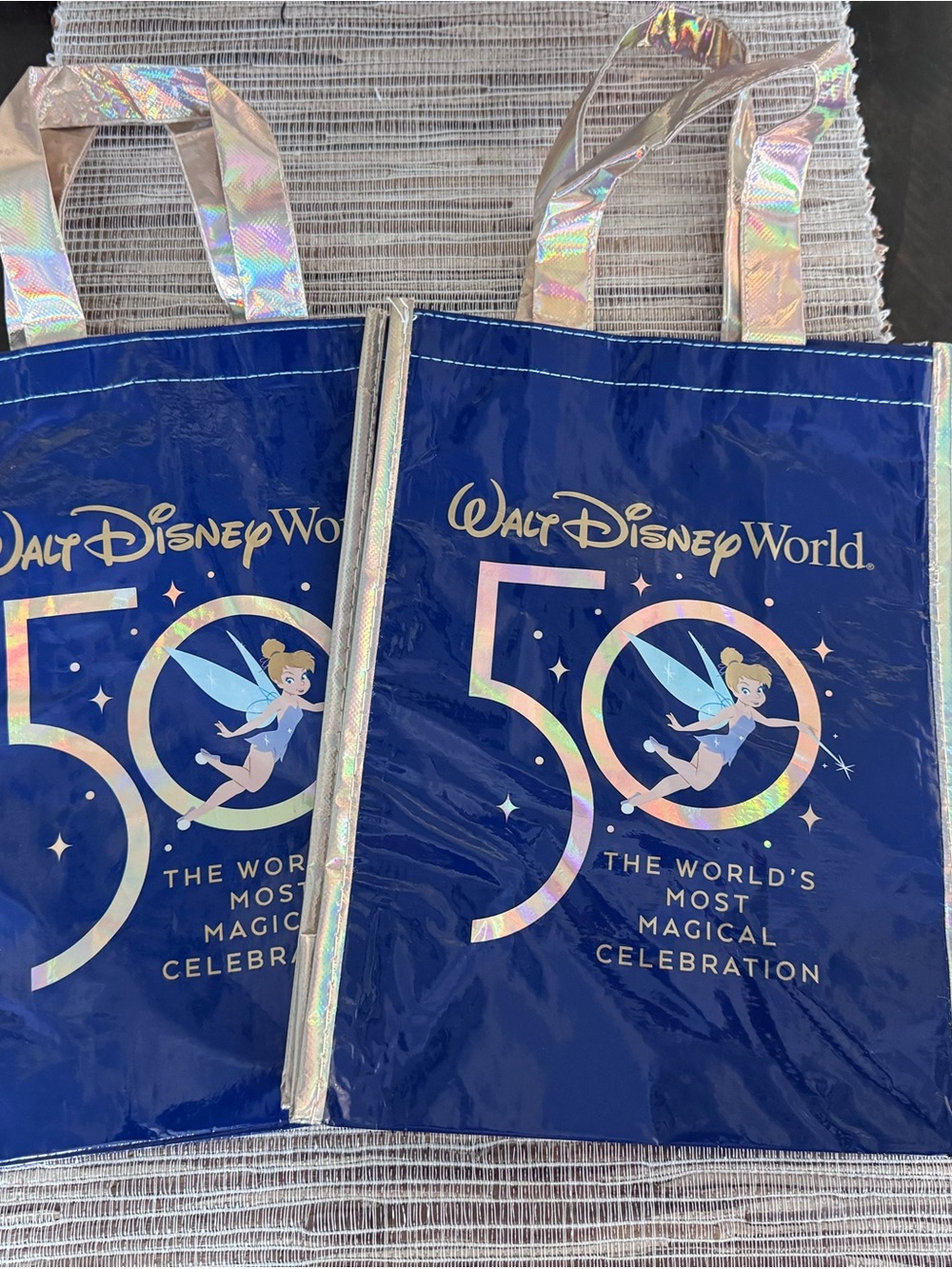 Disney Blue Tinker Bell 50th Anniversary Holographic Tote